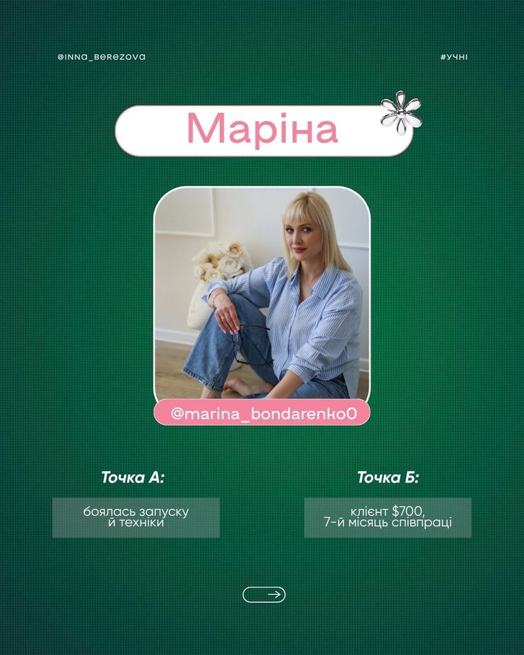 Маріна: від страху запуску до клієнта на 700 доларів